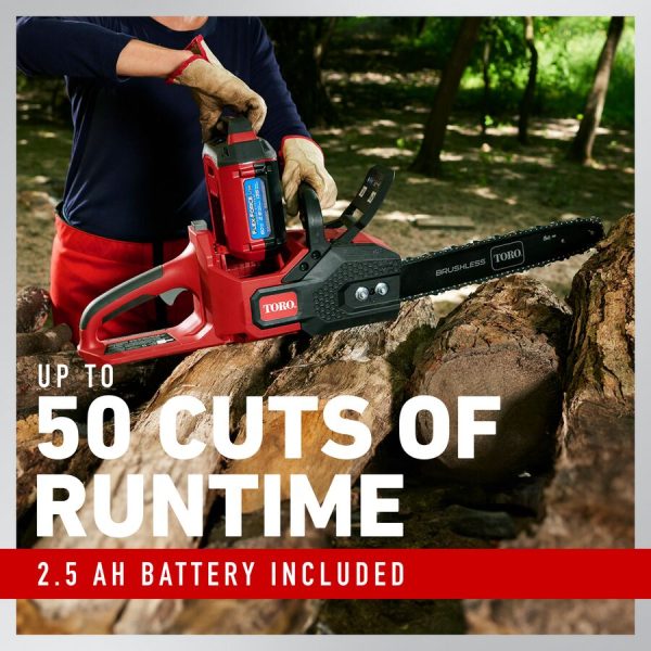 Toro 60V MAX* 16 in. (40.6 cm) Brushless Chainsaw with 2.5Ah battery (51850)